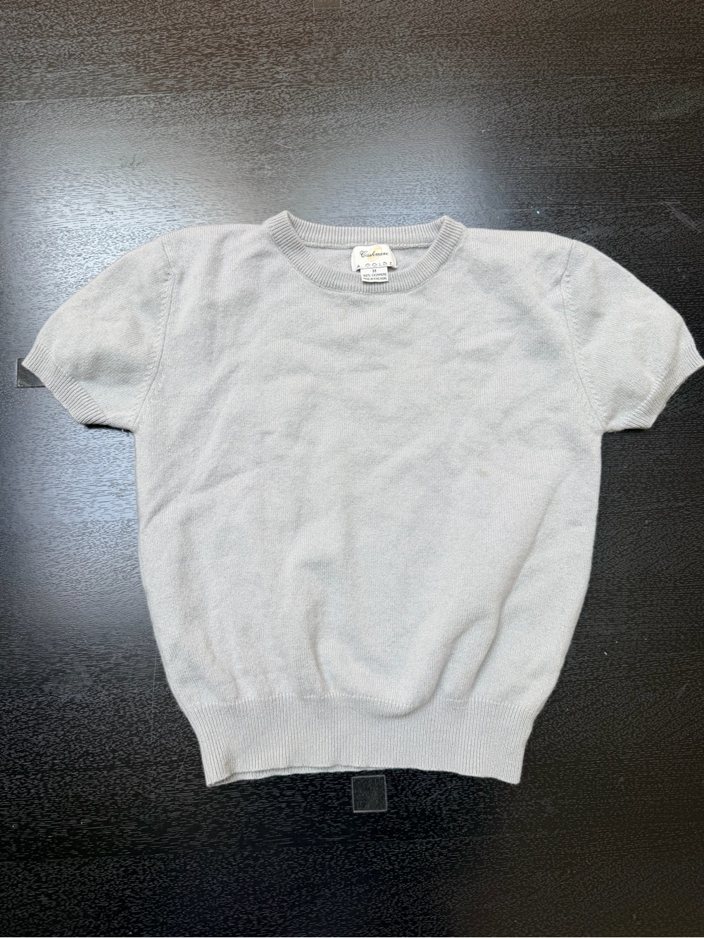 Agolde Light Gray Short-Sleeve Crewneck Cashmere Sweater